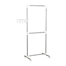 雙手萬能 極簡單桿掛衣架 附吊襪架, 1個, 銀色