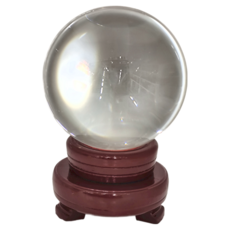 保護磁場招財轉運 白水晶圓球 + 紅木雕刻底座擺件, K9 白水晶, 直徑10cm