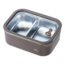 cook power 鍋寶 匠造系列 可微波304不鏽鋼分隔保鮮盒 雙格 600ml, 1個