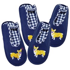 Hongdaesunhuisyap 室內拖鞋 狗狗 威爾斯柯基 231, 海軍藍, 2個