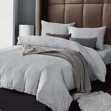 Prawear 巴麗維亞 50%天絲素色雙人加大兩用被床包組-星光灰