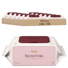 Bebesup 嬰幼兒用經典紅濕紙巾 蓋裝, 70張, 20個