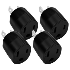 PowerSync 包爾星克 圓弧形3轉2電源轉接頭 TYA302, 4.3cm, 黑色, 4個