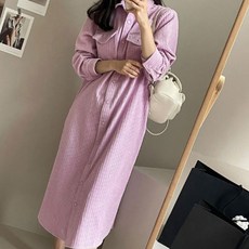 페이퍼먼츠 캐주얼 카라넥 투포켓 코듀로이 긴팔 셔츠 원피스 06046