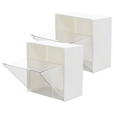 壁掛翻蓋收納盒, 2個, 白色