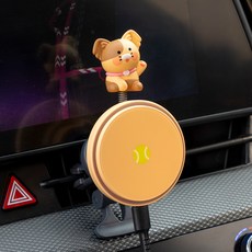 카카오프렌즈 날아라 차량용 무선 맥세이프 마그네틱 고속 충전기, 개춘식, WKFWCM-CWC-CB-CHOONSIK-BE