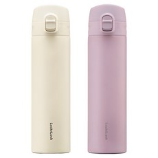 락앤락 데일리 슬림핏 원터치 텀블러, 아이보리, 바이올렛, 400ml, 2개