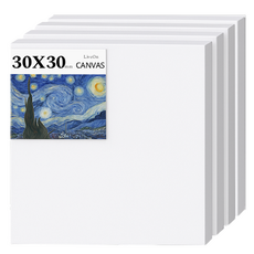 LiveOn 高彈性棉質畫布 油畫與壓克力兩用 高級畫布 30 x 30 cm, 4號, 4個