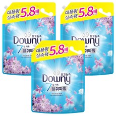 다우니 7일 탈취파워 초고농축 대용량 섬유유연제 레몬그라스와 라일락 리필, 4.1L, 3개