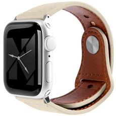 NUART Apple Watch兼容皮革錶帶 45mm, 米色
