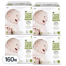 NATURE LOVE MERE 魔法柔軟貼身尿布 新生兒 小型 3~6kg 帶型 兒童通用, 160張, 中型( M)