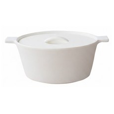 4TH-MARKET 橢圓款燉煮湯鍋 日本製 白色 1.4L, 26cm, 1個