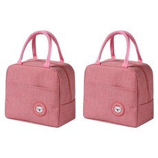 휴대용 도시락 보온보냉 가방, 핑크, 2개