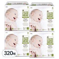 NATURE LOVE MERE 魔法柔軟貼身尿布 新生兒 小型 3~6kg 帶型 兒童通用, 320張, 中型( M)