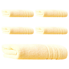 SOFT TOUCH Bath&Living 線條邊框飯店毛巾 150克 30支, 黃色, 5條