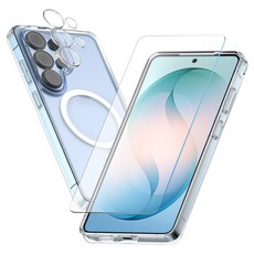 KM DESIGN MagSafe 透明貼合手機殼 + 正面鋼化玻璃 + 鏡頭保護膜組合