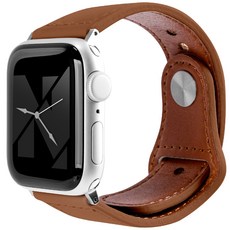 누아트 애플워치 호환 핀 버클 가죽스트랩, 브라운