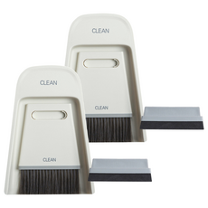 乾濕兩用桌面迷你掃帚組 附刮板, 灰白色, 2組