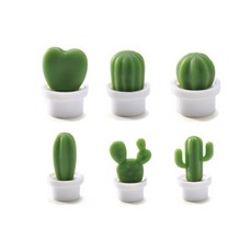 블루선 선인장 냉장고 자석 6종 세트, 화이트