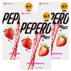 LOTTE 樂天 PEPERO草莓脆粒餅乾棒, 32g, 3盒