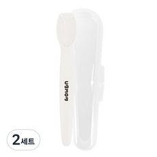 유비맘 실리콘 이유식 스푼 + 케이스 세트, 화이트, 2세트 화이트, 2세트