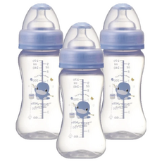 KU.KU Duckbill 酷咕鴨 晶鑽PP寬口奶瓶 0歲以上 3入, 顏色隨機, 270ml, 1組, KU5923