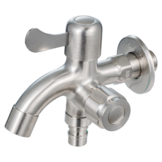 手易坊 高級不銹鋼雙出水長栓, 1個