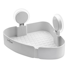 ffcat 浴室強力無痕貼 角落收納置物架 ABS塑膠, 灰白色, 1個