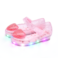 키펀트 여아용 샌드 펄 러브 LED 젤리슈즈 T-09