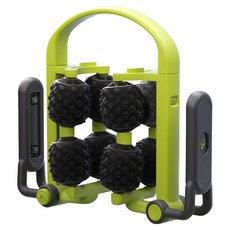 多用途滾輪按摩器 4軸8輪雙排設計 3D凸點按摩顆粒 美化小腿線條, 黑綠色, 1個