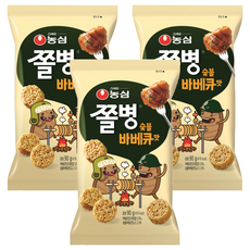 농심 쫄병스낵 숯불바베큐맛, 90g, 3개