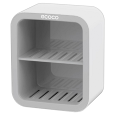 ecoco 意可可 雙層瀝水肥皂架 壁掛式, 灰色, 1個