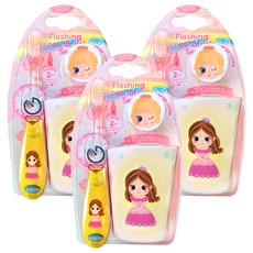 Vibright 兒童角色 LED 定時器牙刷杯架套組 黃色公主, 3組
