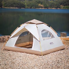 Leto 一鍵自動展開3000PU防水遮陽帳篷, 米色, 3~4人