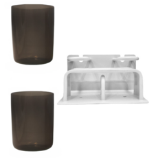 太空鋁置物架 牙刷杯架 附兩個杯子, 白色, 1個