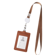 Abern 伸縮扣交通卡夾 名牌 識別證掛繩, 1個, 棕色