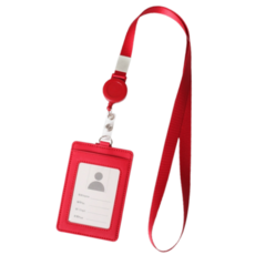 Abern 伸縮扣交通卡夾 名牌 識別證掛繩, 1個, 紅色