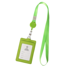 Abern 伸縮扣交通卡夾 名牌 識別證掛繩, 1個, 綠色
