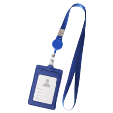 Abern 伸縮扣交通卡夾 名牌 識別證掛繩, 1個, 藍色
