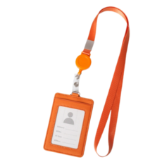 Abern 伸縮扣交通卡夾 名牌 識別證掛繩, 1個, 橘色