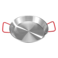 好玩旅物 不鏽鋼平底鍋 露營烤盤 露營煎鍋 直徑24cm, 銀色 + 紅色, 1個