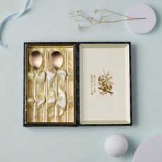 Obooja 韓國產方字鍮器手工雕刻烏龜雙人湯匙筷子組, 1套, 湯匙筷子2副+筷子4支(2雙)+2入高級綢緞盒, 單一顏色