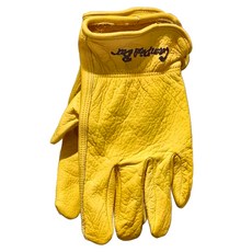 Camping Bar 牛皮真皮工作手套，加厚款，L尺寸, 黃色, 1雙