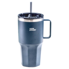 鍋寶 真空陶瓷雙霸杯 附Tritan吸管 藍色 950ml 保溫杯 保冷杯, 1個