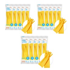 러버랩 국내산 팔목고무장갑 양손착용 세트, 옐로우, 소(S), 15개