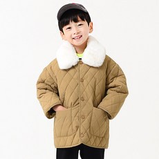 키즈레시피 아동용 페이크 퍼 퀄팅 사파리 패딩 점퍼
