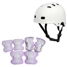 CRONY 頭盔 + 護具組 CR2, 奶油色(頭盔), 紫色(護具)