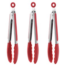 까사베니 스텐 리프 실리콘 집게, 레드, 3개