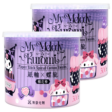 Sanrio 三麗鷗 美樂蒂&酷洛米 紫色螺旋紙軸棉花棒, 300入, 2組