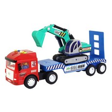 kidmate 孩子王 台灣好車隊 迷你拖板車+挖土機 工程車玩具組, 1個